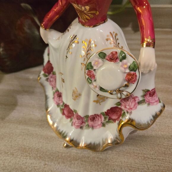 Elegant Figurine with Floral Gold Trimmed Dress, 8 Inches - Picture 3 of 11